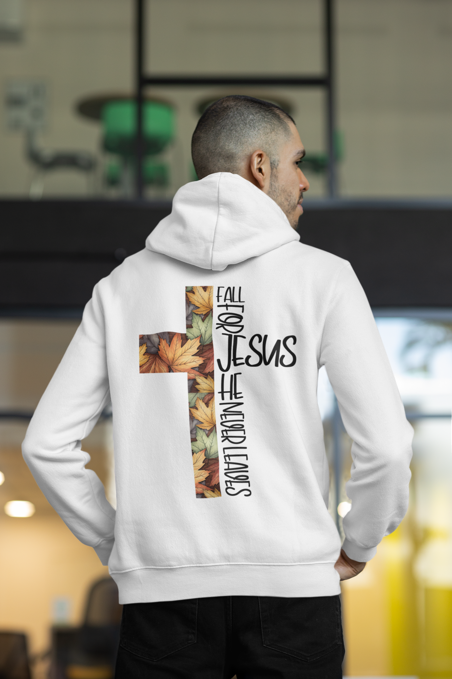 Christian Hoodie - 'Fall for Jesus, He Never Leaves'